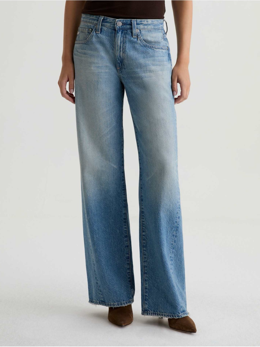 Ag Adriano Goldschmied Adria Low Rise Twisted Wide Leg Jean Blue Denim